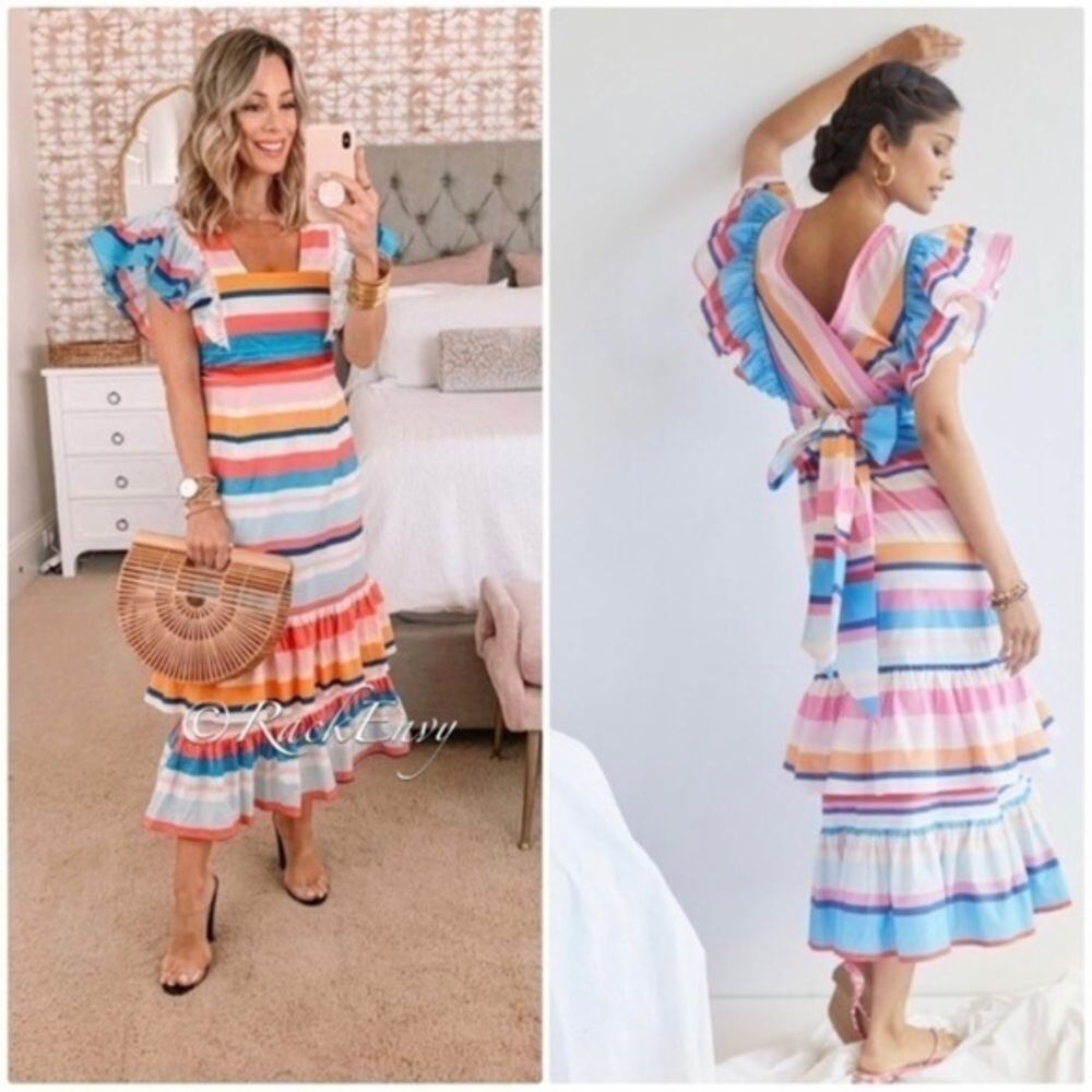 ANTHROPOLOGIE TRACY REESE spring cotton ruffled maxi dress size S
